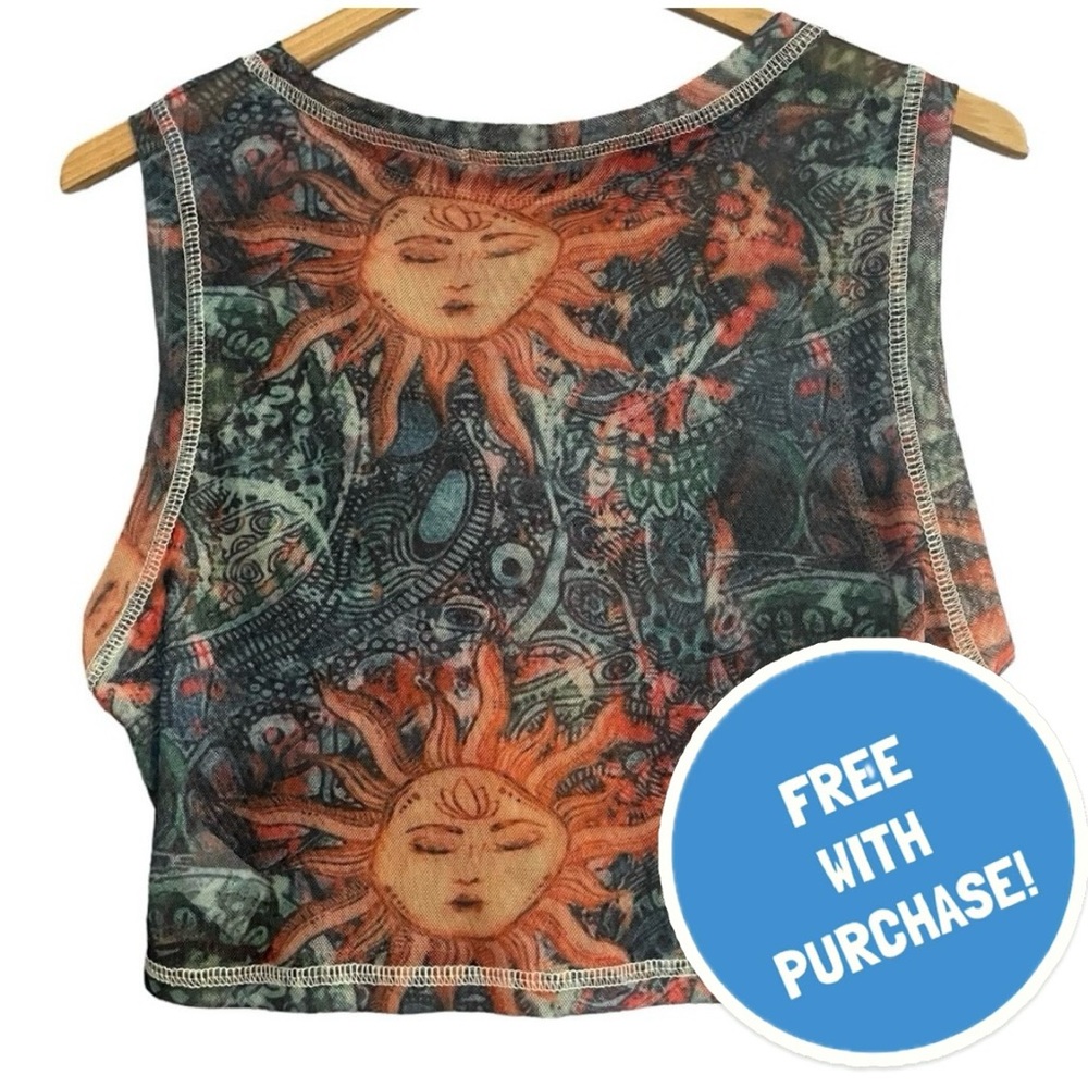 SOLD Shein Celestial Print Mesh Crop Top